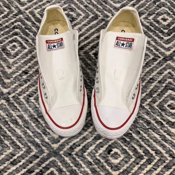 Converse | Shoes | Converse White Slipon Sneakers With Red  display picture 3